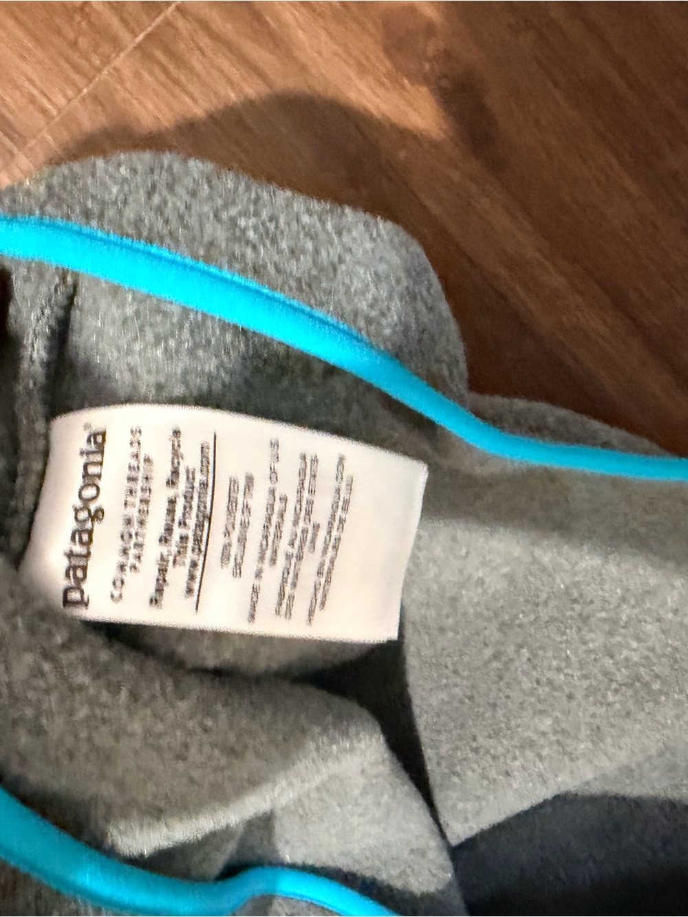 Patagonia Gray Fleece Pullover with Teal Trim - Picture 5 of 8
